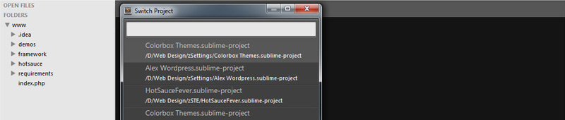 Switch project in Sublime Text 2