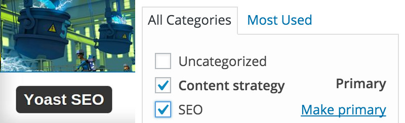 Yoast WP Primary Category - Make Primary