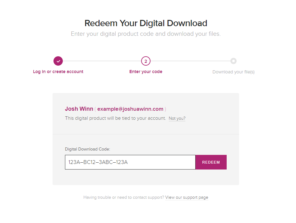 Custom WordPress plugin developed for redeeming digital downloads